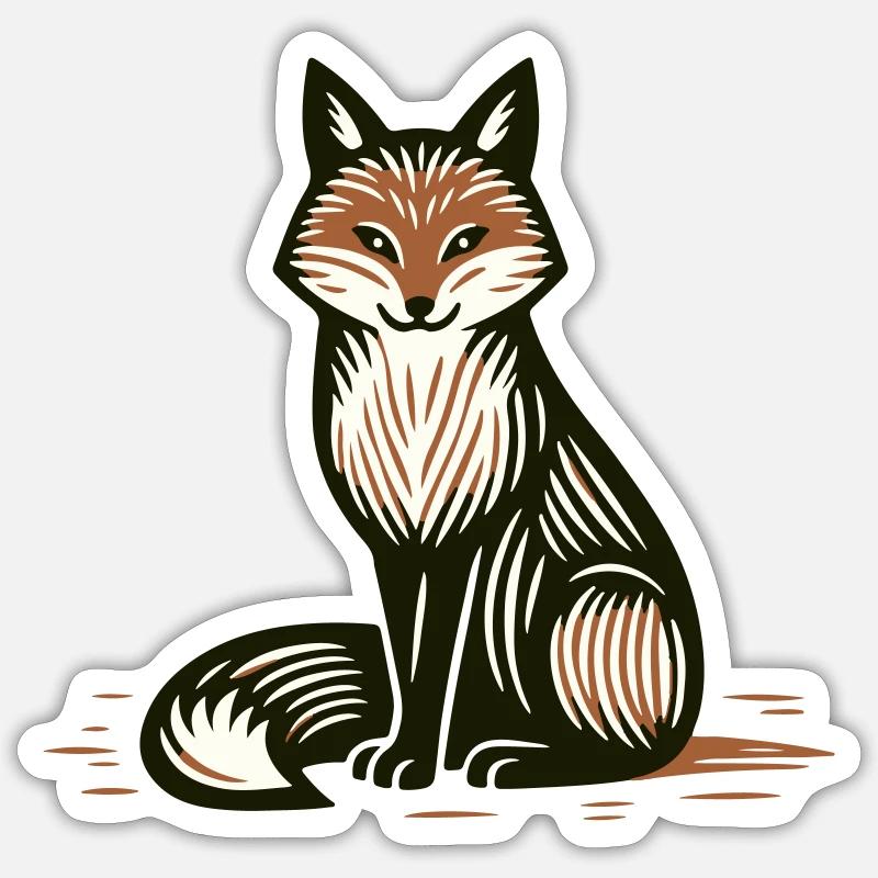 Der Elegante Fuchs - Sticker Größe S (10 x 10 cm) - Mattweiß