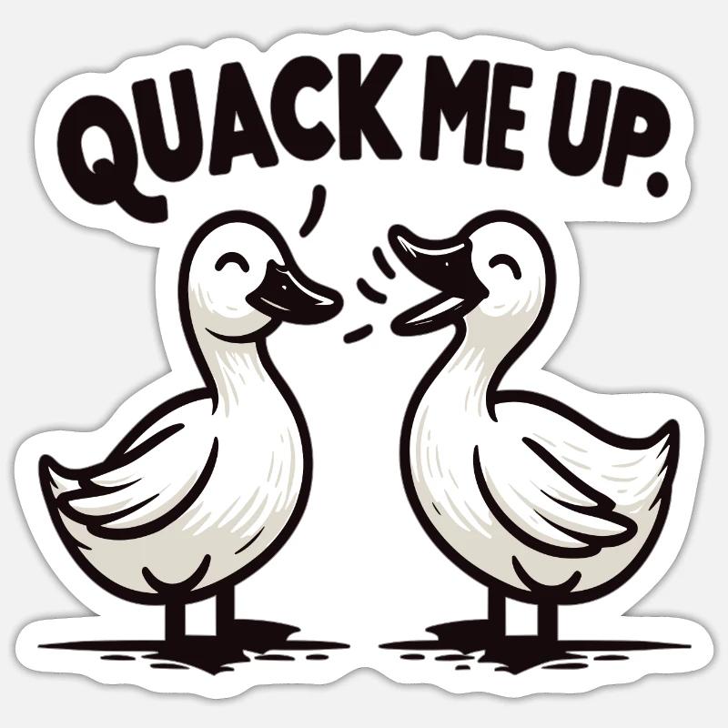 Canard Couple Drôle Conversation - Sticker taille S (10 x 10 cm) - blanc mat