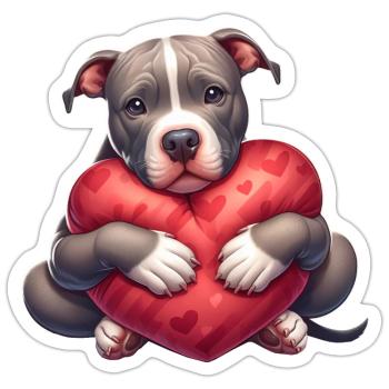 L’amour de Pitbull - Sticker taille S (10 x 10 cm) - blanc mat - Devant