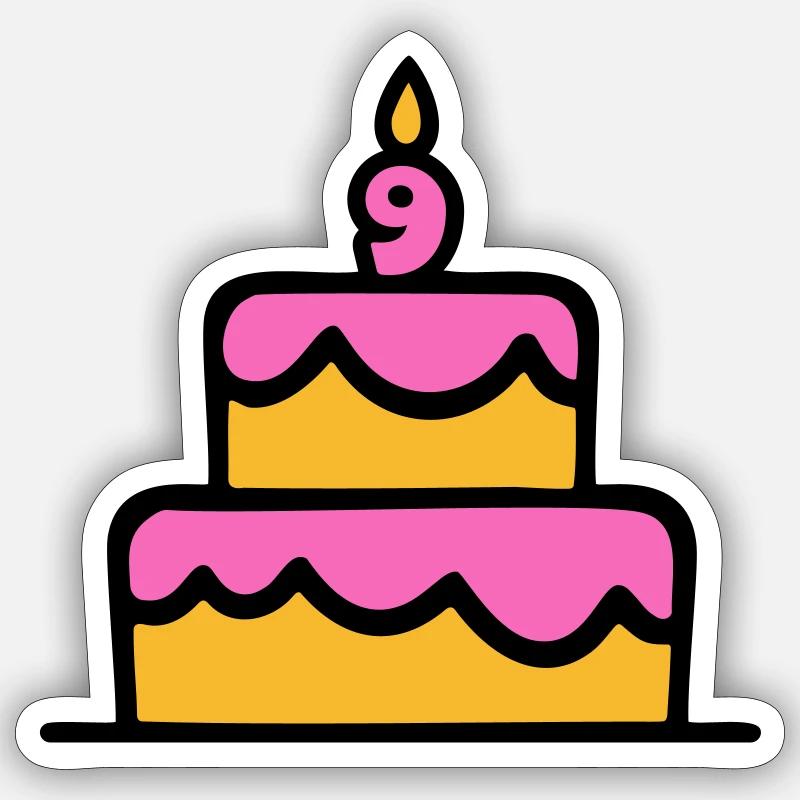 9e anniversaire - Sticker taille S (10 x 10 cm) - blanc mat