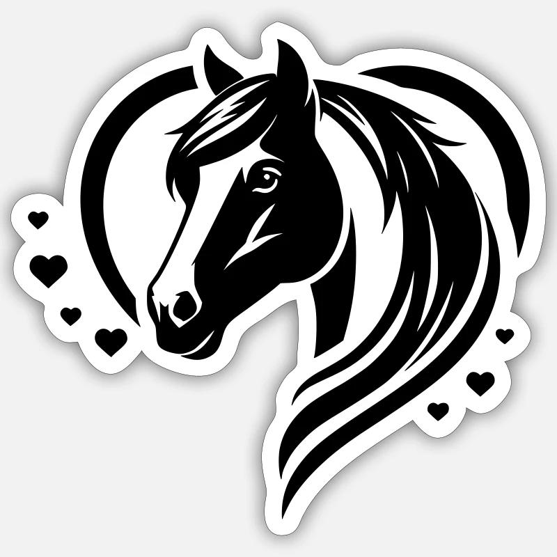 Pferdekopf Herz - Sticker Größe S (10 x 10 cm) - Mattweiß