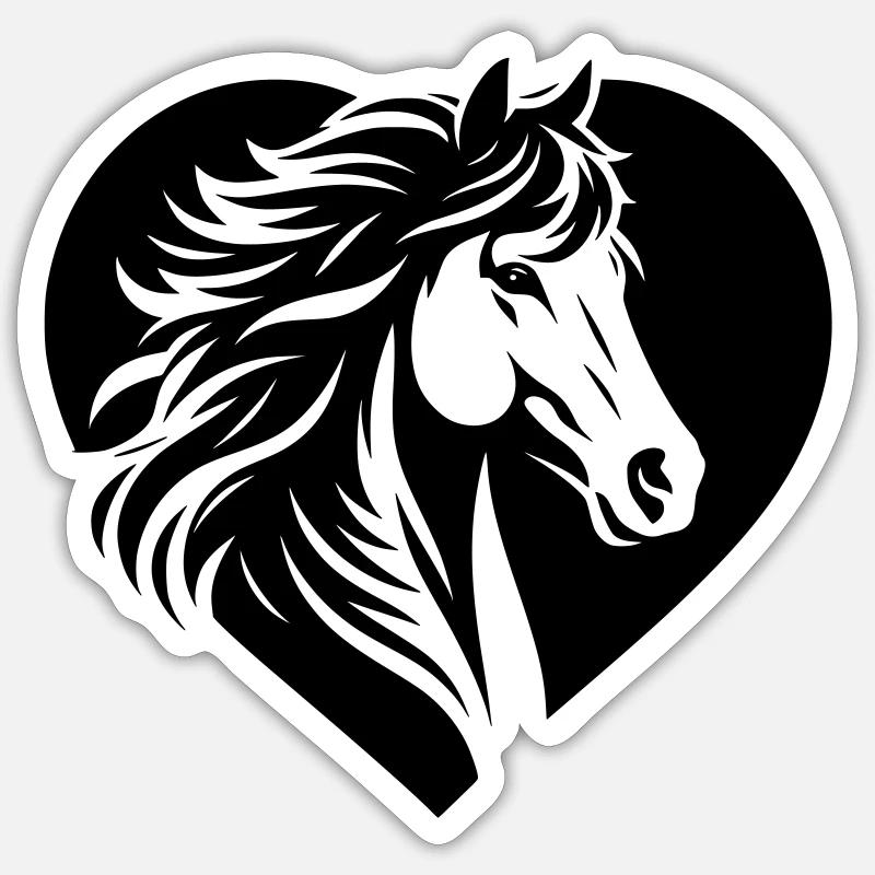 Horses Head Heart - Sticker size S (10 x 10 cm) - white matte