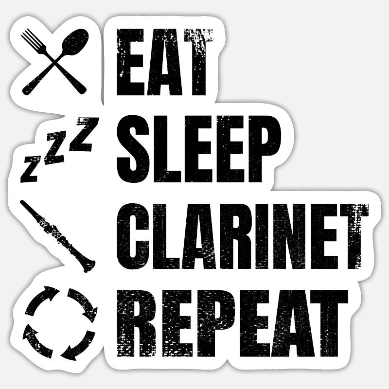 Klarinettist Tägliche Routine - Sticker Größe S (10 x 10 cm) - Mattweiß