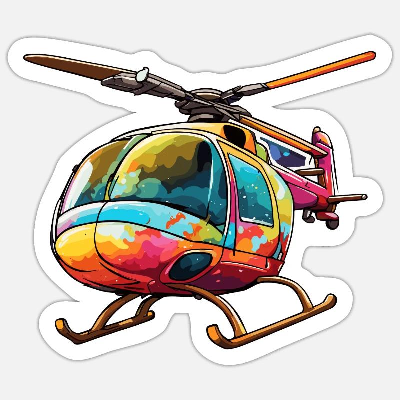 Helikopter / Hubschrauber / fliegen / Luftfahrt - Sticker Größe S (10 x 10 cm) - Mattweiß