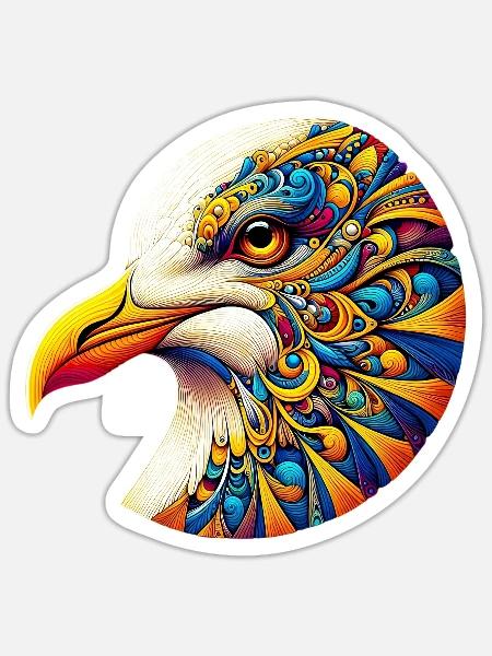 Möwe mit Mandalas verziert - Sticker Größe S (10 x 10 cm) - Mattweiß