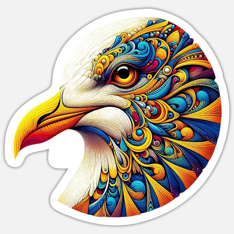 Möwe mit Mandalas verziert - Sticker Größe S (10 x 10 cm) - Mattweiß