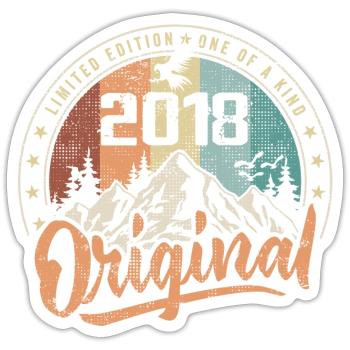 Original 2018 Rétro Cadeau Anniversaire Né En 2018 - Sticker taille S (10 x 10 cm) - blanc mat - Devant