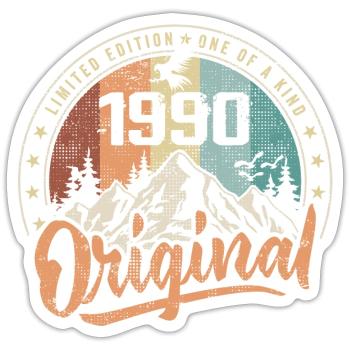 Original 1990er Jahre Retro Geburtstagsgeschenk Geboren 1990 - Sticker Größe S (10 x 10 cm) - Mattweiß - Vorne