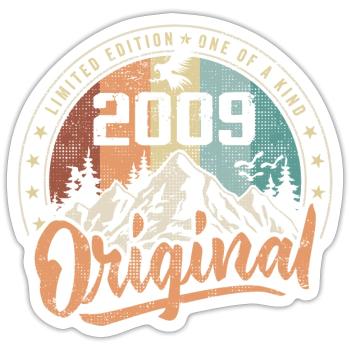 Original 2009 Retro Geburtstagsgeschenk Geboren im Jahr 2009 - Sticker Größe S (10 x 10 cm) - Mattweiß - Vorne