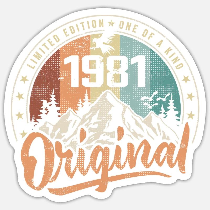 Original 1981 Retro Geburtstagsgeschenk Geboren 1981 - Sticker Größe S (10 x 10 cm) - Mattweiß