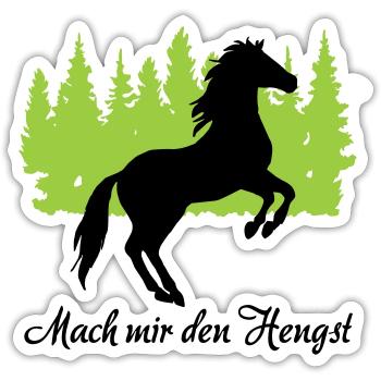 "Mach mir den Hengst: Stolze Männlichkeit" - Sticker Größe S (10 x 10 cm) - Mattweiß - Vorne