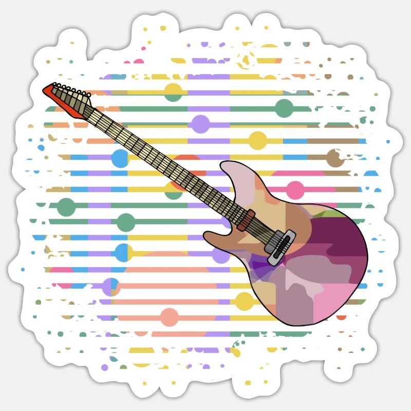 Gitarre - Sticker Größe S (10 x 10 cm) - Mattweiß