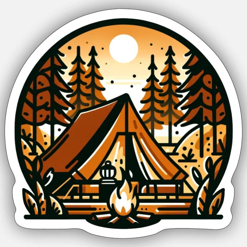 Camping im Wald Sticker Größe S (10 x 10 cm)