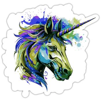 Unicorn Head Portrait Colorful - Sticker size S (10 x 10 cm) - white matte - Front
