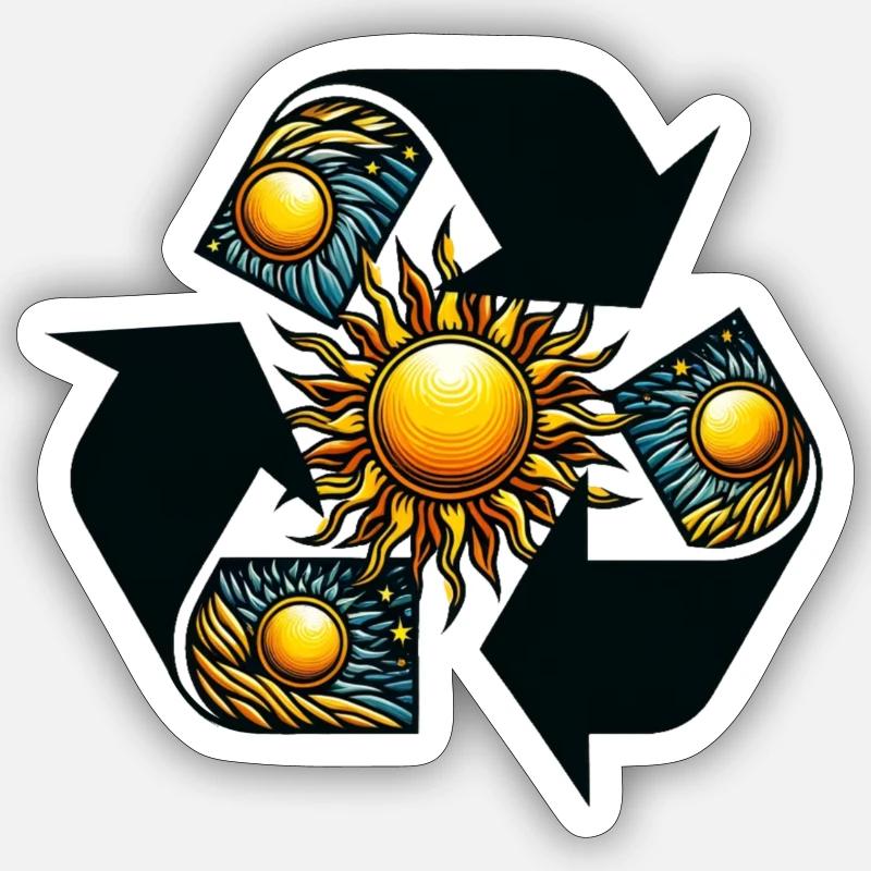Recycling Sun Sticker size S (10 x 10 cm)