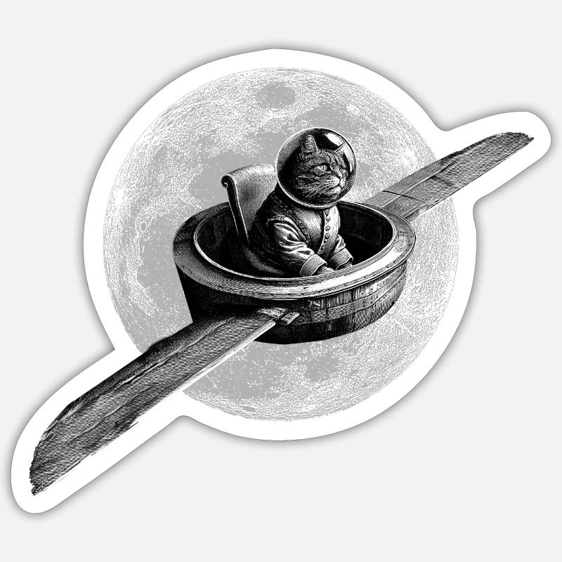 True Moon Love - Chat volant - Sticker taille S (10 x 10 cm) - blanc mat