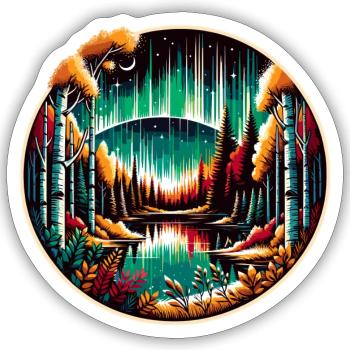 Nordic Wilderness & Northern Lights - Vikings - Sticker size S (10 x 10 cm) - white matte - Front