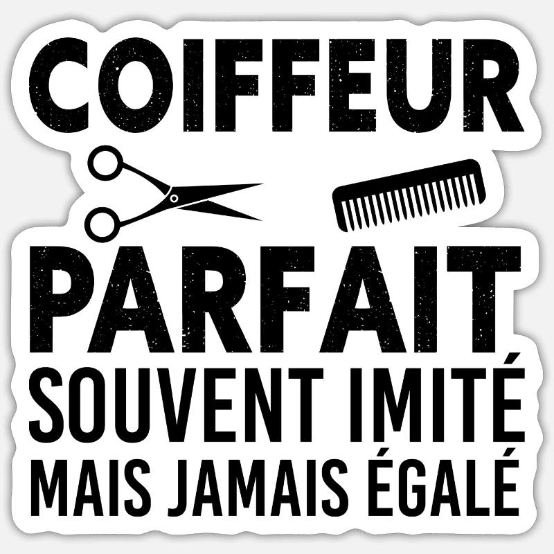 Humour Pour Coiffeur - Sticker taille S (10 x 10 cm) - blanc mat