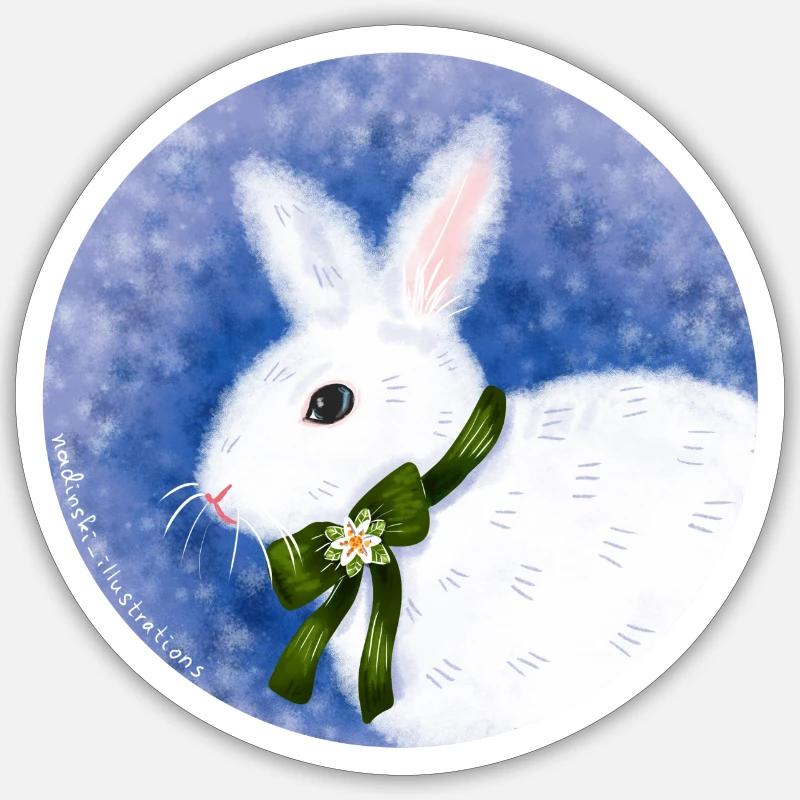 Winter Hase - Sticker Größe S (10 x 10 cm) - Mattweiß