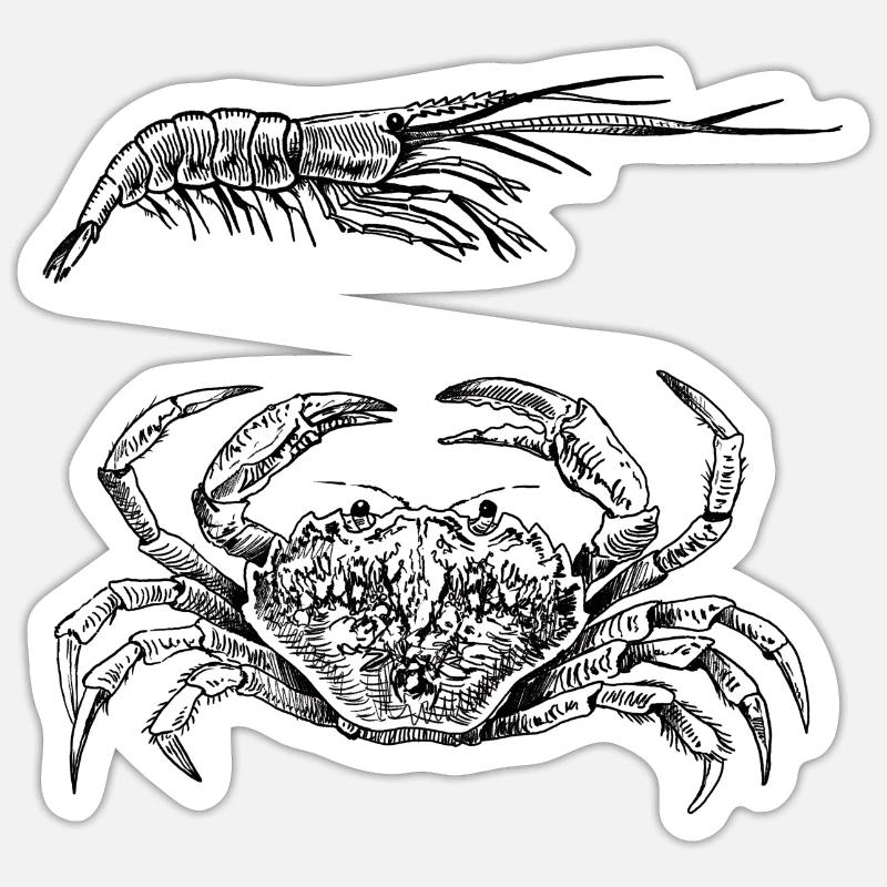 Crabe et crevettes - Shellfish Power Sticker taille S (10 x 10 cm)