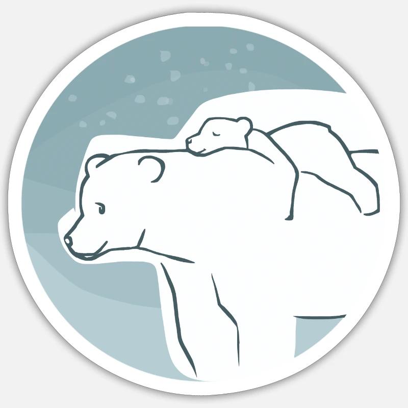 Polar bear with cub Sticker size S (10 x 10 cm)