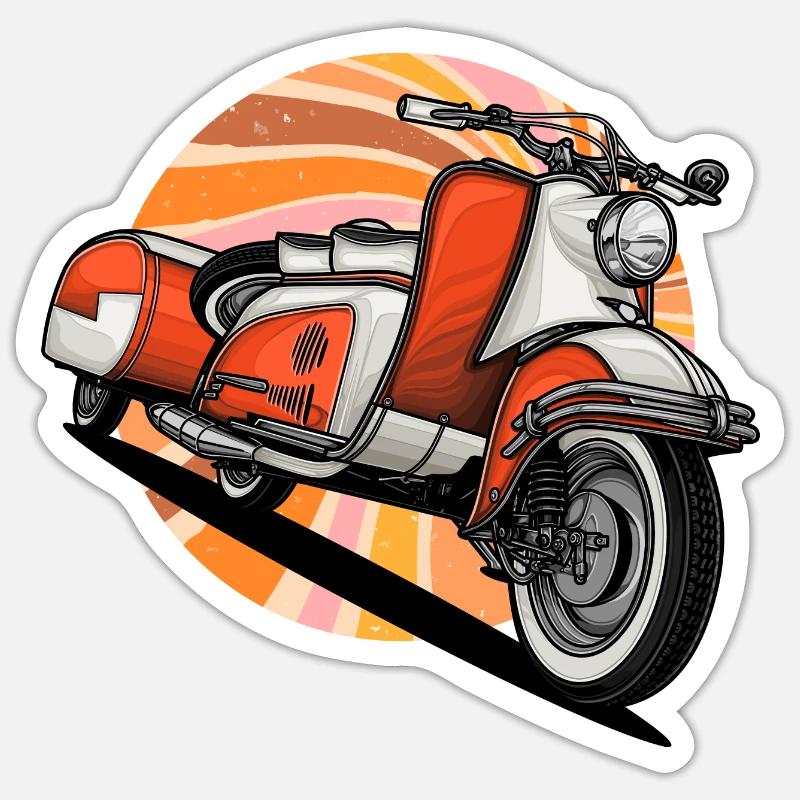 Scooter Illustration - Sticker taille S (10 x 10 cm) - blanc mat