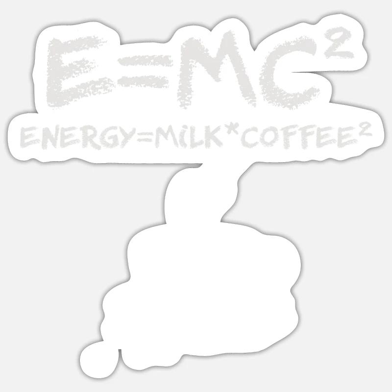 E MC2 Funny Science Coffee Café au lait énergétique Sticker taille S (10 x 10 cm)