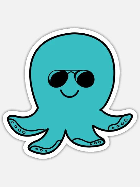 oktopus cool - Sticker Größe S (10 x 10 cm) - Mattweiß