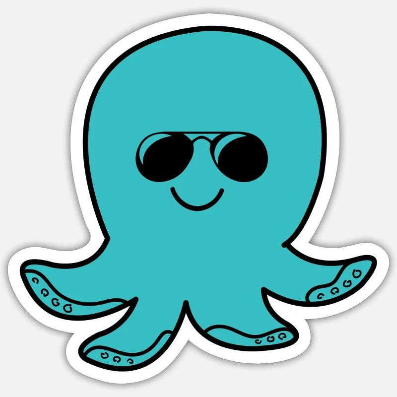 oktopus cool - Sticker Größe S (10 x 10 cm) - Mattweiß