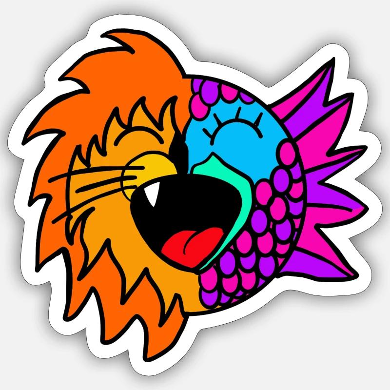 Lion and Fish Sticker size S (10 x 10 cm)