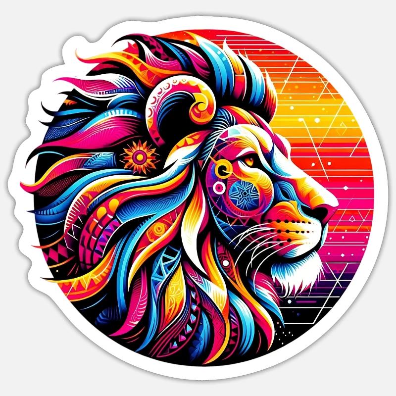 Löwe - Sticker Größe S (10 x 10 cm) - Mattweiß