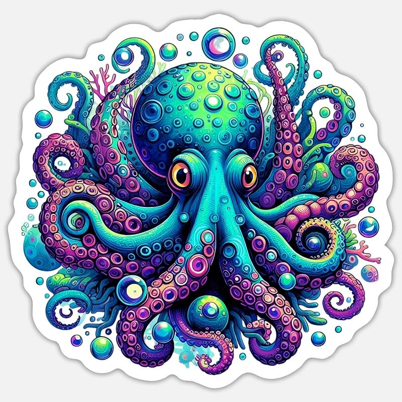 Octopus - Sticker size S (10 x 10 cm) - white matte