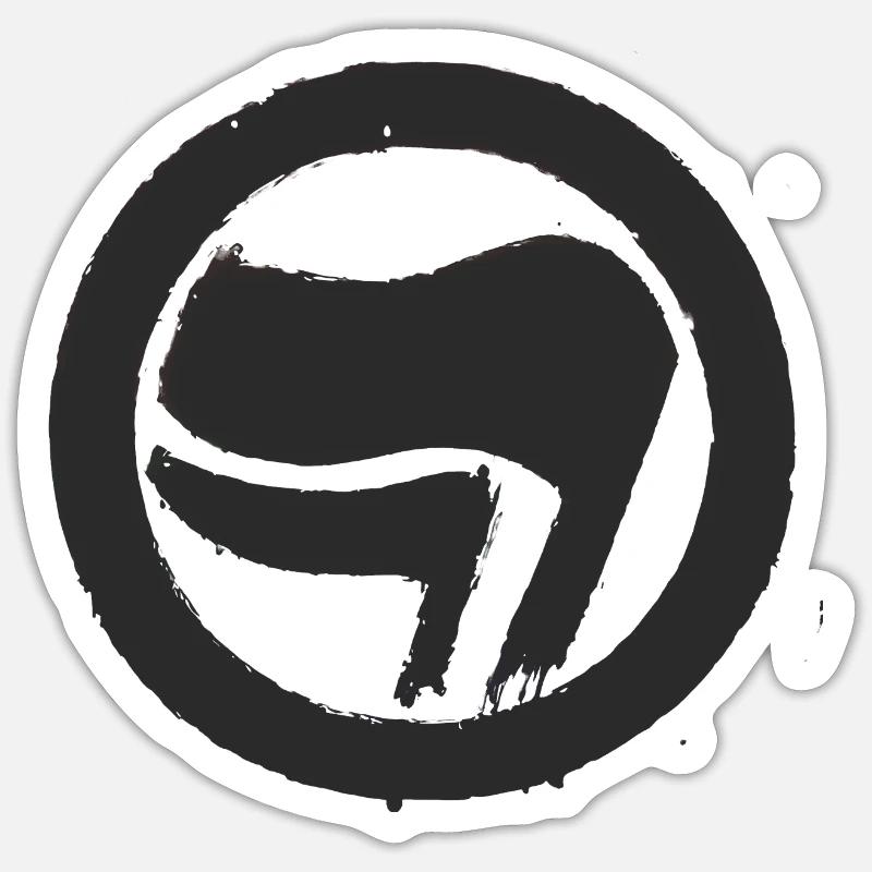 Art Protestation Antifa - Sticker taille S (10 x 10 cm) - blanc mat