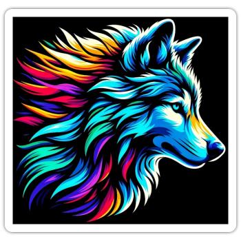 Loup - Sticker taille S (10 x 10 cm) - blanc mat - Devant