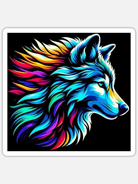 Loup - Sticker taille S (10 x 10 cm) - blanc mat