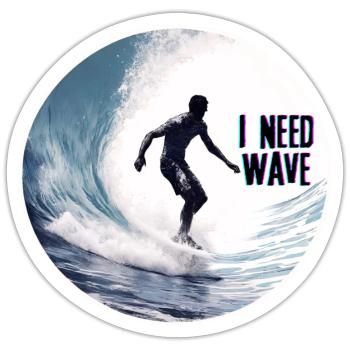 Surfer on the Wave Nature - Sticker size S (10 x 10 cm) - white matte - Front