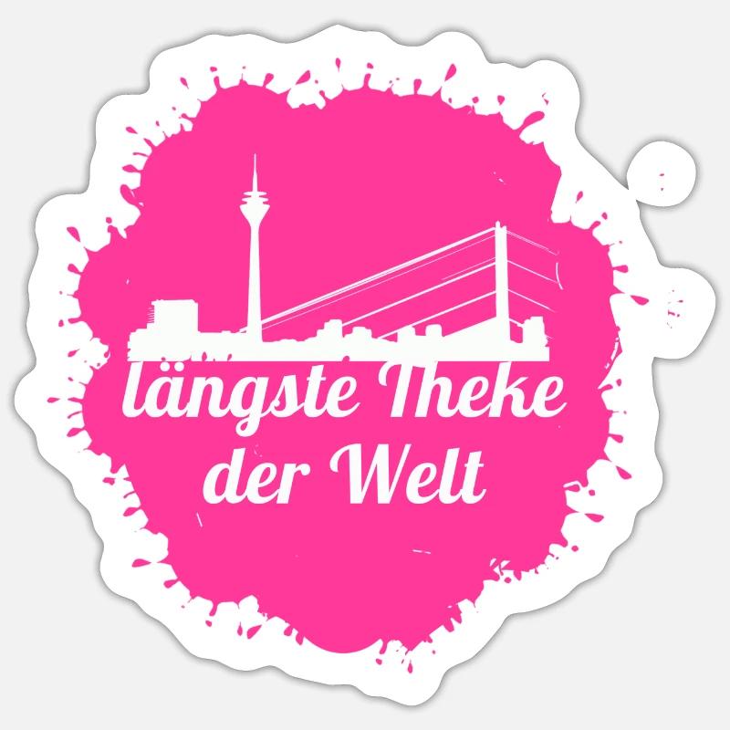 Düsseldorf,skyline,längste Theke der Welt - Sticker Größe S (10 x 10 cm) - Mattweiß