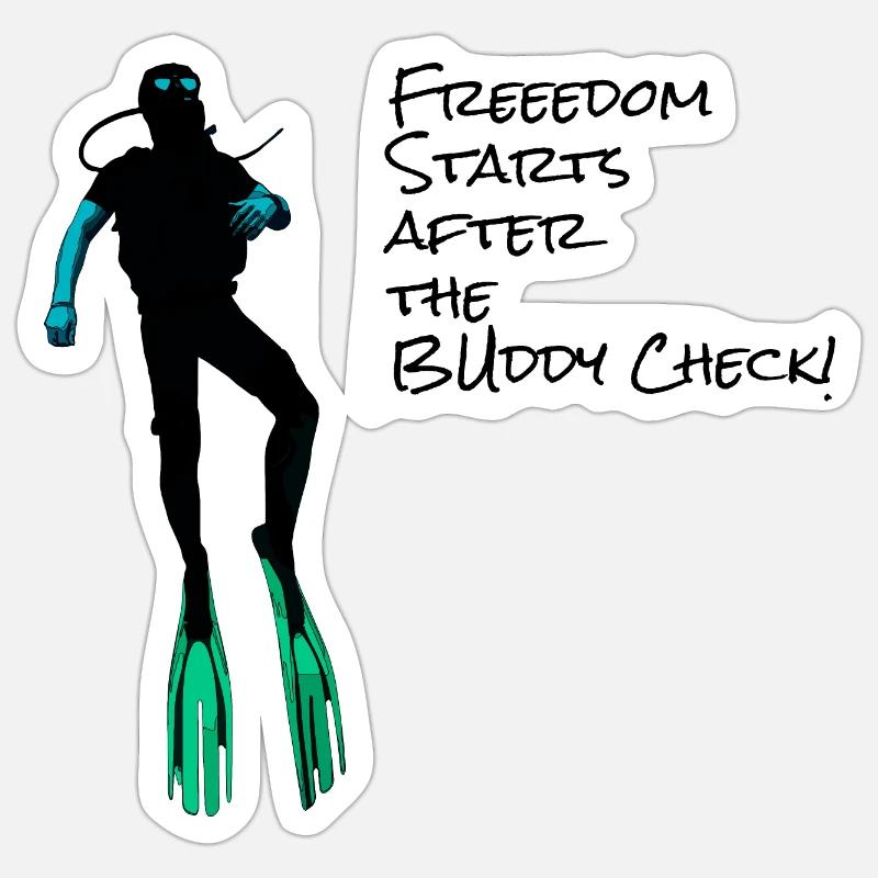 Buddy Check! - Diving Shirt - Sticker Größe S (10 x 10 cm) - Mattweiß