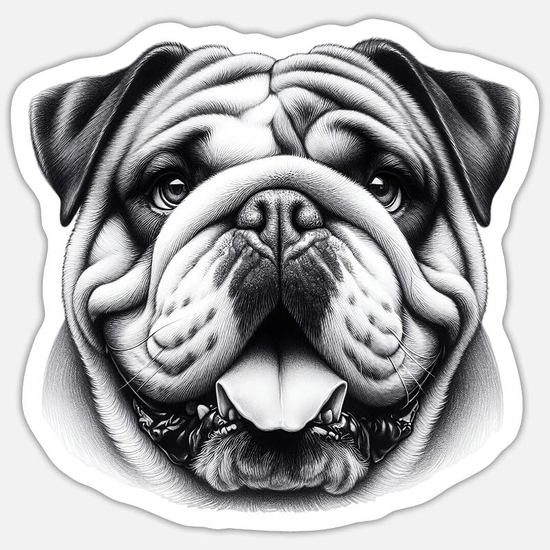 Bouledogue anglais Chien - Sticker taille S (10 x 10 cm) - blanc mat