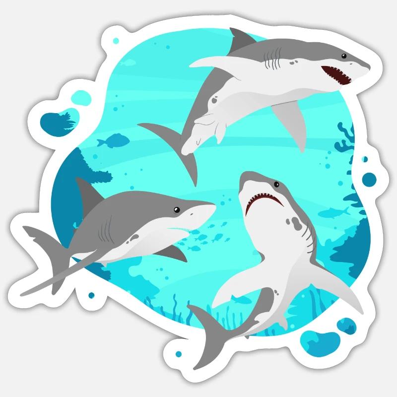 Groupe De Requins - Requin Expert De La Vie De L’océan Drôle Sticker taille S (10 x 10 cm)
