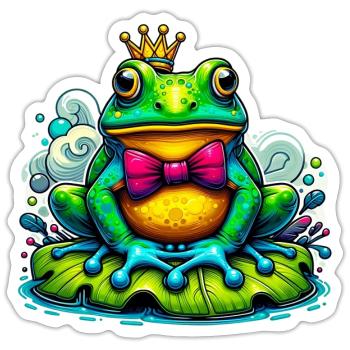 Grenouille à la couronne du roi - Sticker taille S (10 x 10 cm) - blanc mat - Devant