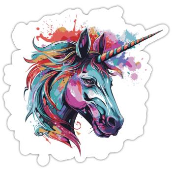 Unicorn Head Portrait - Sticker size S (10 x 10 cm) - white matte - Front