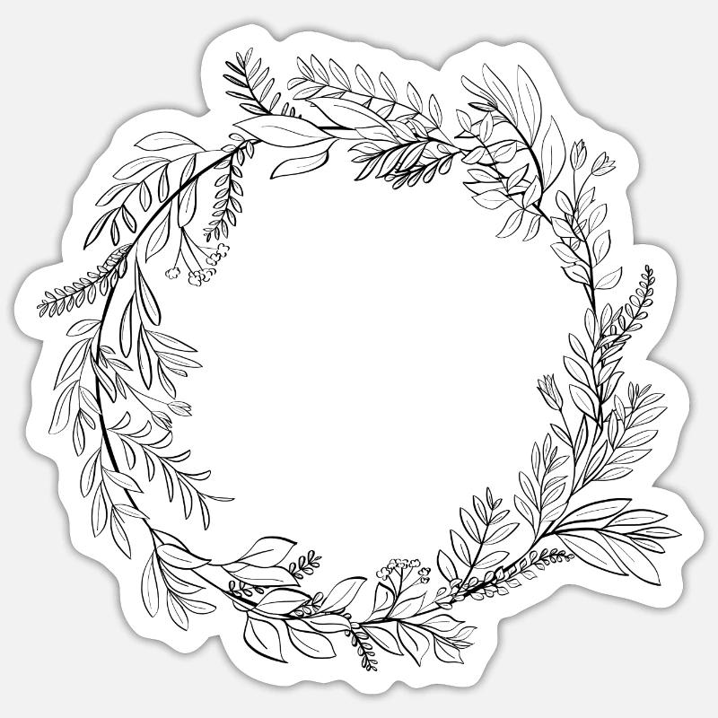 Couronne de fleurs - Sticker taille S (10 x 10 cm) - blanc mat