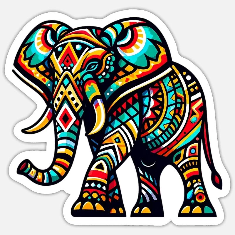 Éléphant - Sticker taille S (10 x 10 cm) - blanc mat