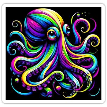 Pieuvre - Sticker taille S (10 x 10 cm) - blanc mat - Devant