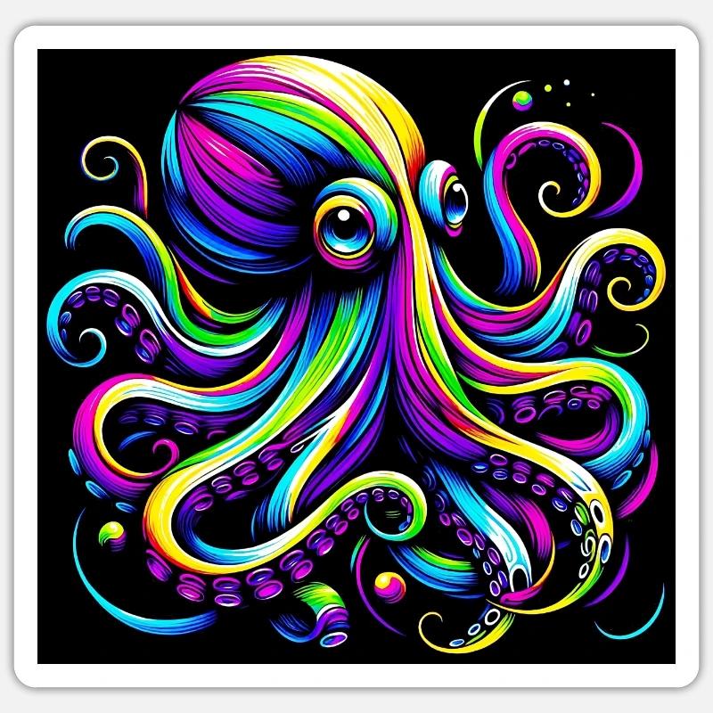 Pieuvre - Sticker taille S (10 x 10 cm) - blanc mat
