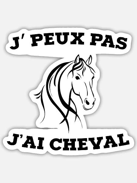 je peux pas j ai cheval - Sticker taille S (10 x 10 cm) - blanc mat