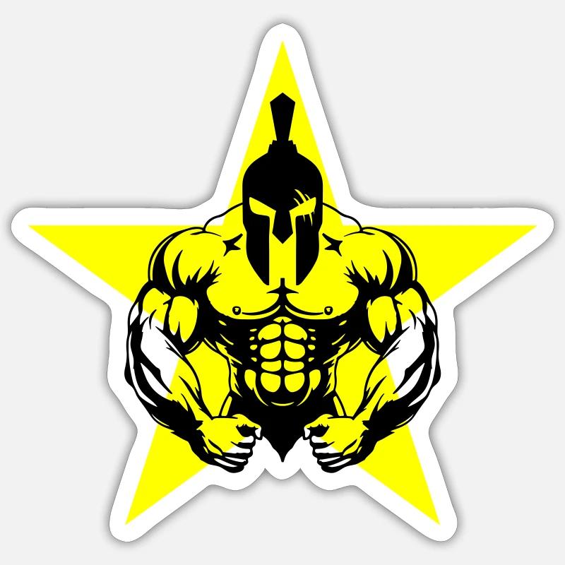 Spartan Bodybuilder Muscles - Sticker taille S (10 x 10 cm) - blanc mat