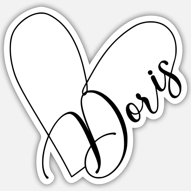 Doris Name Herzlinie - Sticker Größe S (10 x 10 cm) - Mattweiß
