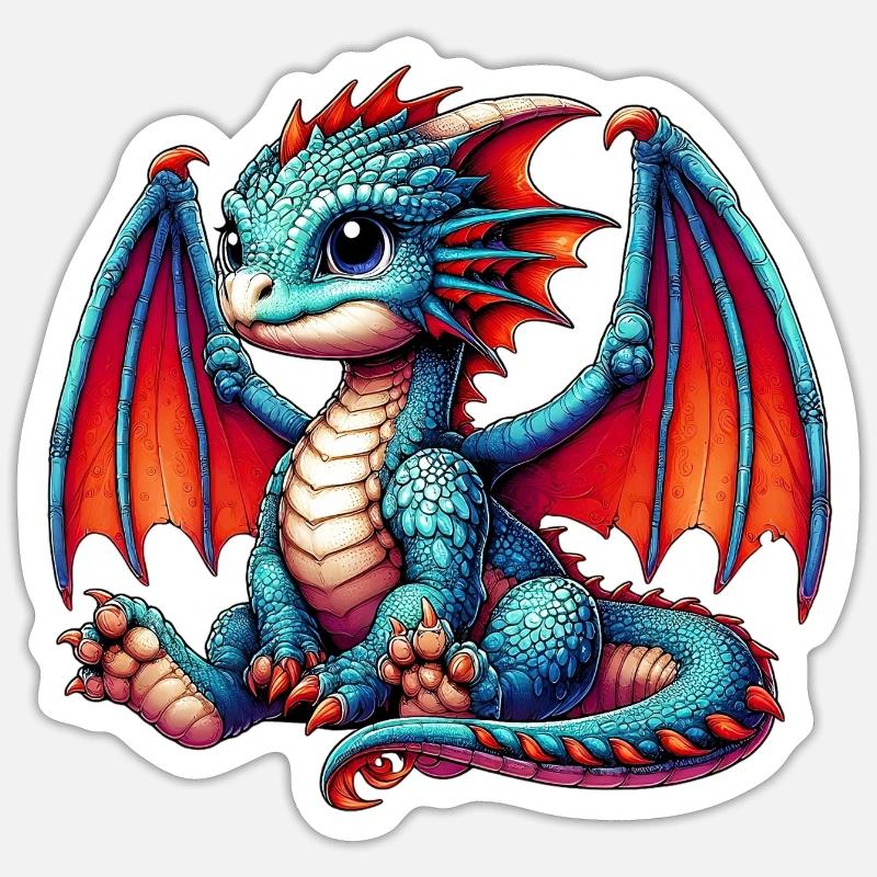 Drache - Sticker Größe S (10 x 10 cm) - Mattweiß